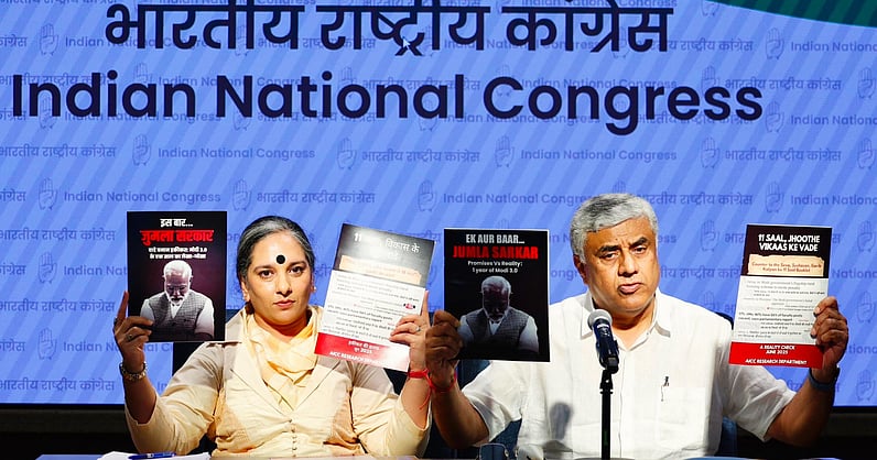 NH_India's tweet card. Accuses ruling party of spreading "falsehoods" and masking failures behind grand slogans