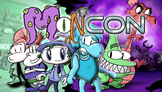 MegaMainframe's tweet card. Plunge headlong into MonCon, a surreal convention teeming with social monsters, where your conversation skills must be sharpened in order to survive.