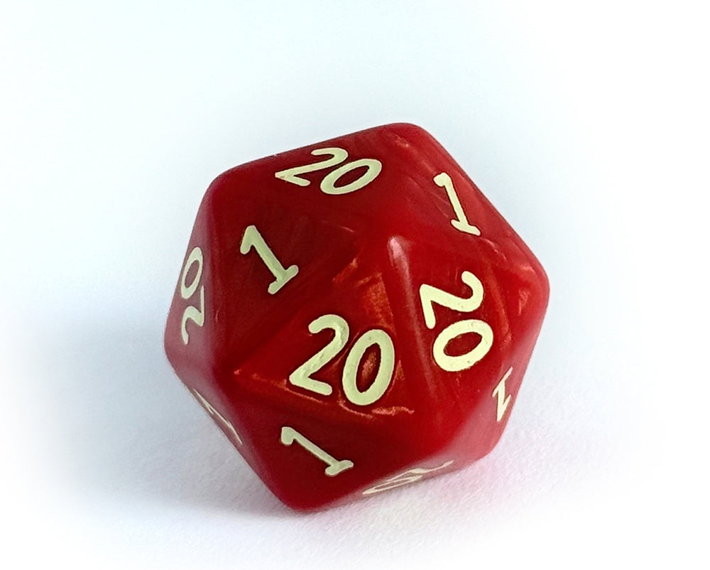 CygnusXG's tweet card. Half 20s, Half 1s! The Jason Fox High Stakes D20! A great gift for RPG, TTRPG, and dice collectors! It's like a coin toss, but nerdier. | Red D20, Red Dice, 20-sided dice, 1s and 20s d20, tabletop...