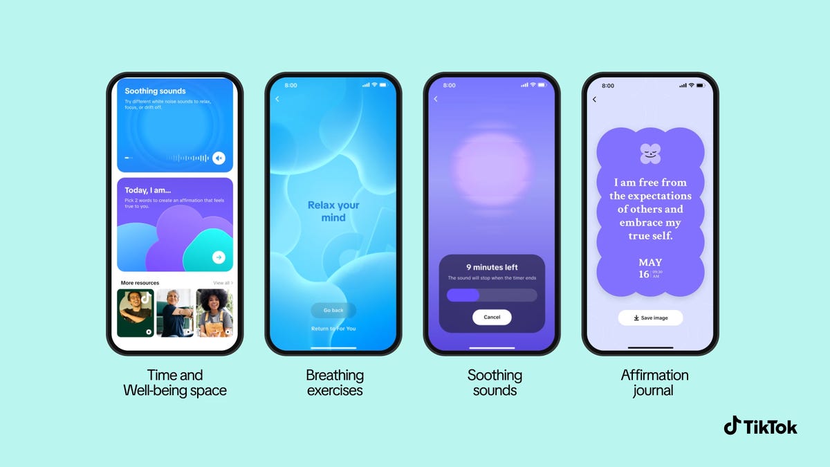 CNET's tweet card. TikTok is limiting mindless scrolling with new features.