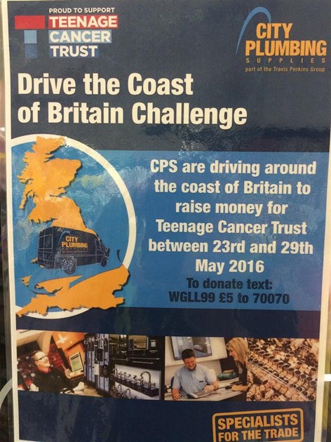 CPS_Basildon's tweet card. Help Sean Harnwell raise money to support Teenage Cancer Trust