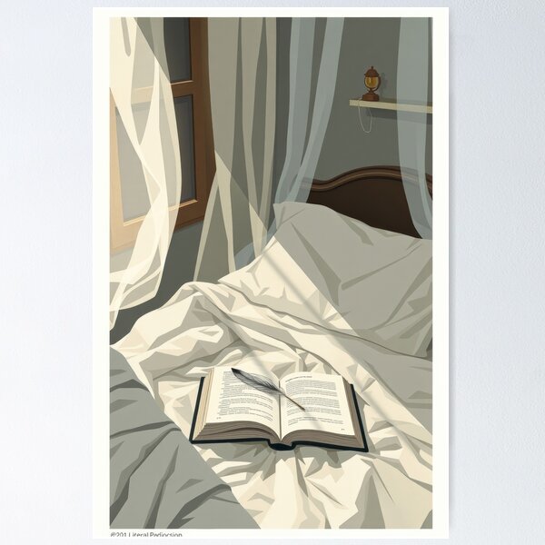 LabNlr's tweet card. Une illustration douce et lumineuse représentant un lit défait, baigné de lumière naturelle, avec un livre ouvert et un stylo posé dessus. Ce visuel capture la magie des matins lents, où chaque page...