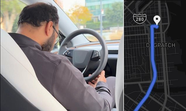 Commuternyc's tweet card. The driver allegedly only woke up after the Tesla Robotaxi's 'pay attention' safety alert activated and started beeping.