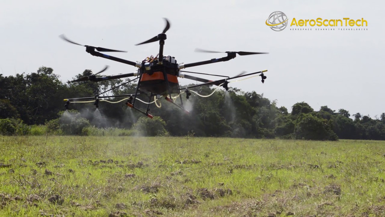 AeroScanTech's tweet card. Aplicación de Herbicida con Drones para control de Maleza- AeroScan...