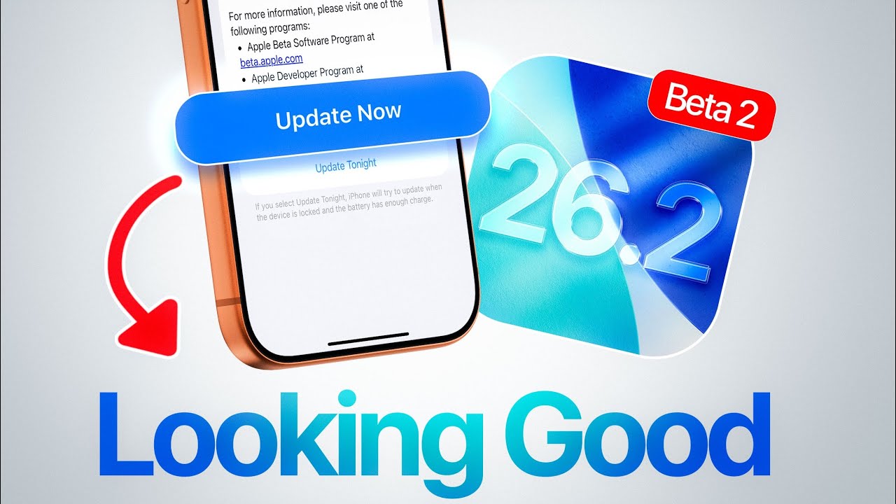 iDeviceHelpus's tweet card. iOS 26.2 Beta 2 is OUT - Liquid Glass Update and More!