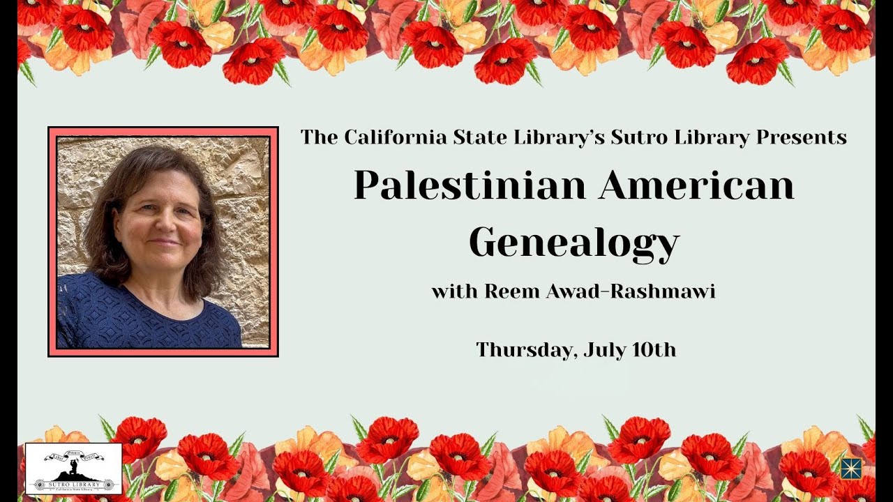 SutroLibrary's tweet card. Palestinian American Genealogy with Reem Awad-Rashmawi