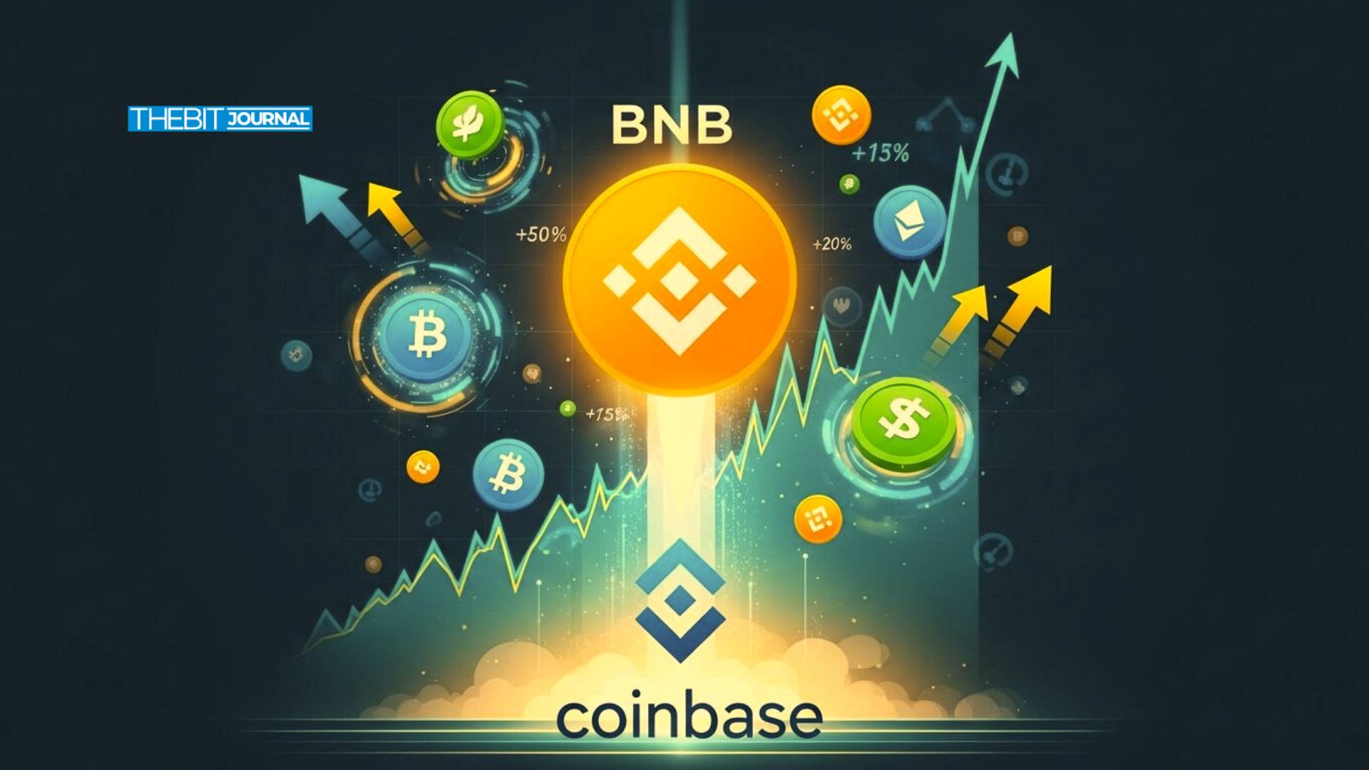 TheBitJournal_'s tweet card. BNB Coinbase Listing added to roadmap; $BNB price outlook eyes new highs on U.S. exposure and demand.