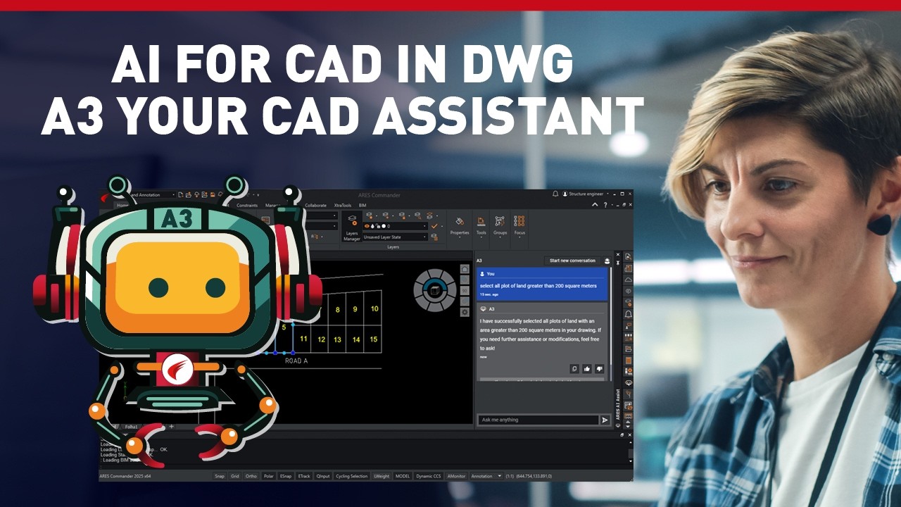 graebertcad's tweet card. Al for CAD in DWG: A3 Your CAD Assistant Gets Smarter