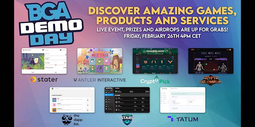 BGameAlliance's tweet card. Join the BGA every last Friday of each month to discover new blockchain games, products and service companies from our members.