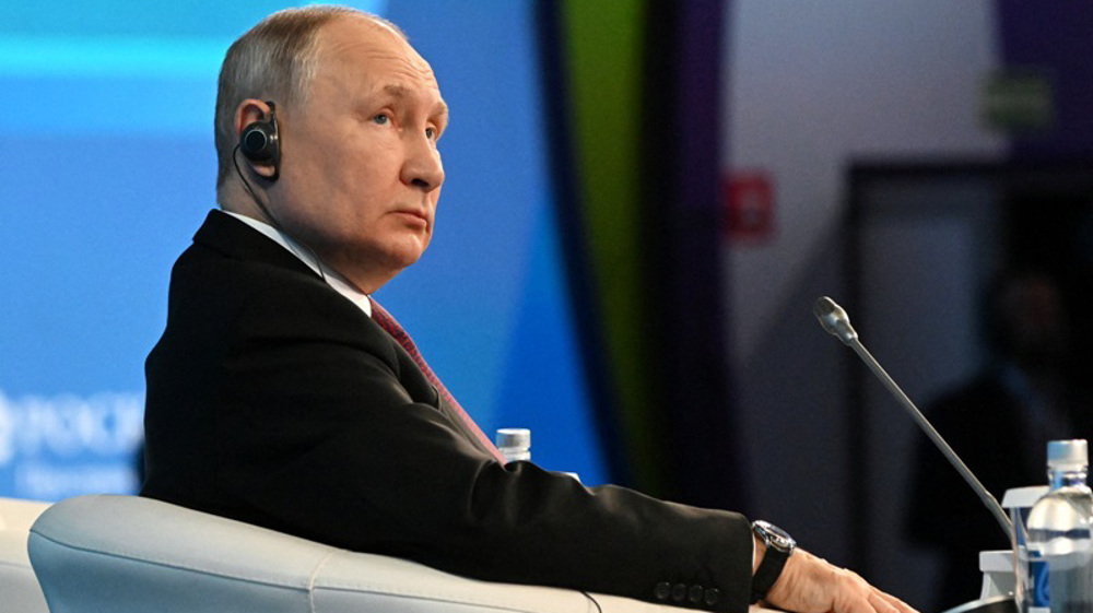 PressTV's tweet card. The Russia president says his country fully supports the establishment of a Palestinian state.