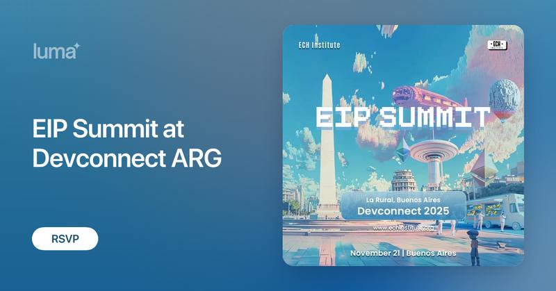 poojaranjan19's tweet card. EIP Summit at Devconnect ARG is here! Join us at the EIP Summit at Devconnect in Buenos Aires — the must-attend gathering for anyone working with or curious…