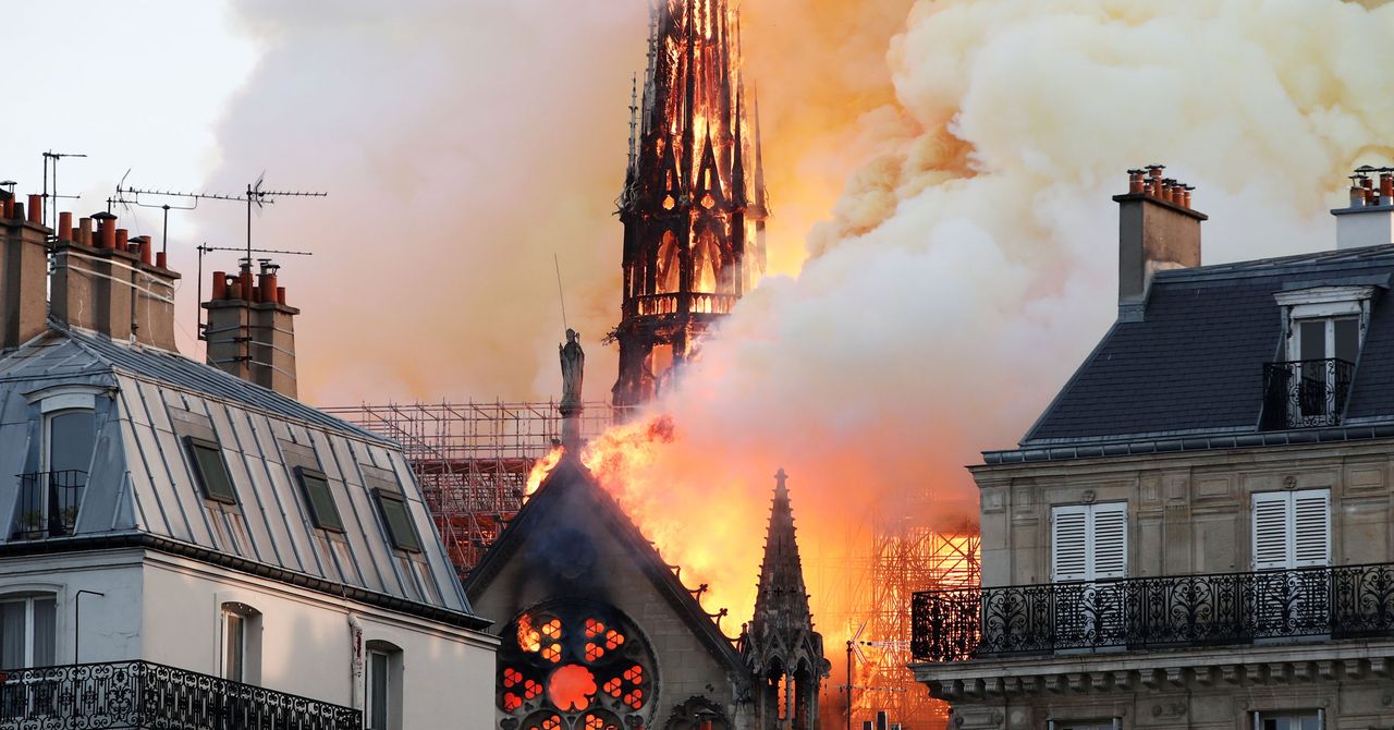 WIRED's tweet card. The fire turned the thousand-year-old roof to ash. But a digital replica of the cathedral could help make its restoration all the more complete.