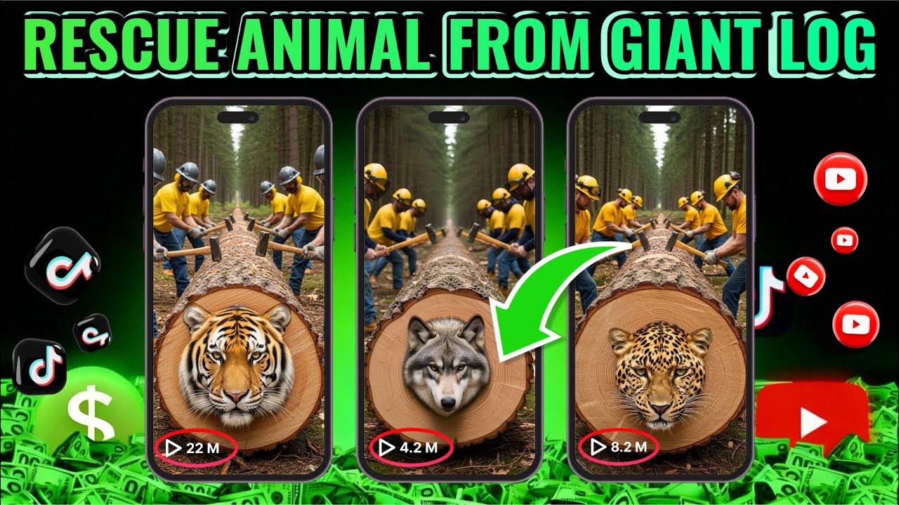 quoctinhtk52's tweet card. Full Course How to create viral video Rescue Animal From Giant Log -...