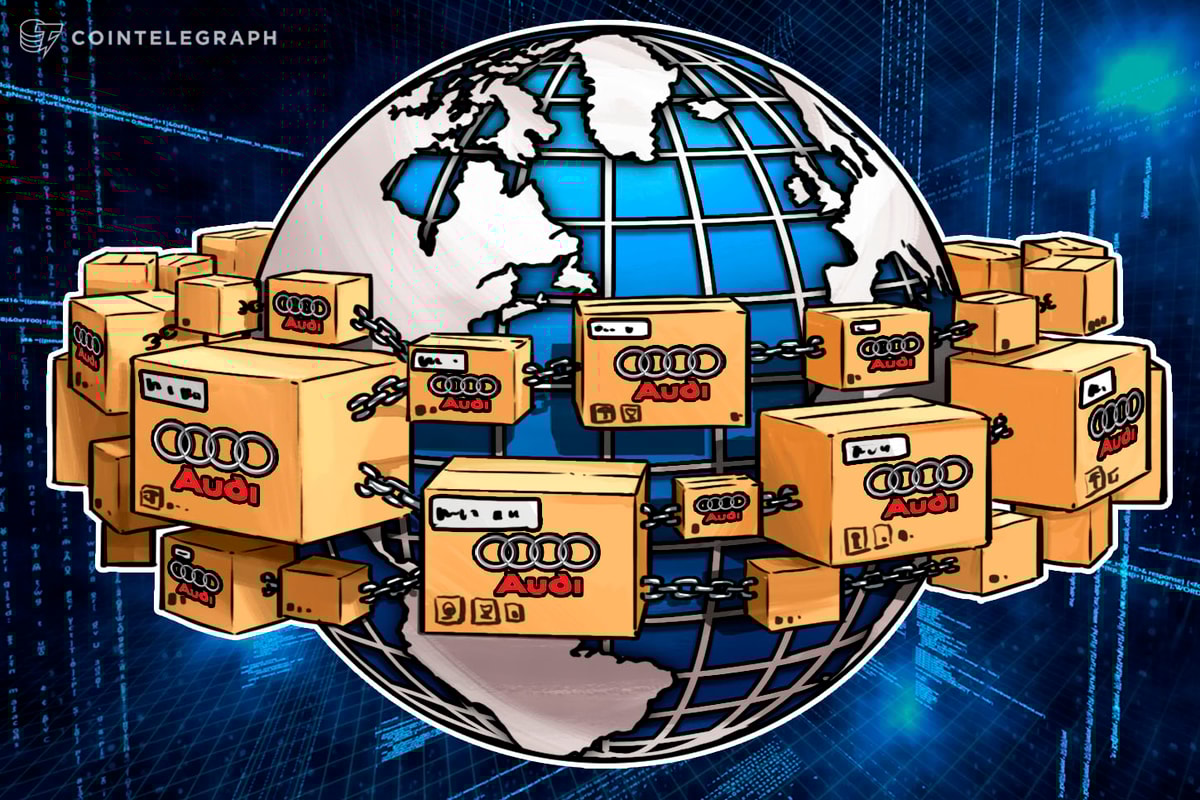 Cointelegraph's tweet card. Experts at Audi are exploring a Blockchain solution to improve the company’s physical and financial distribution processes.