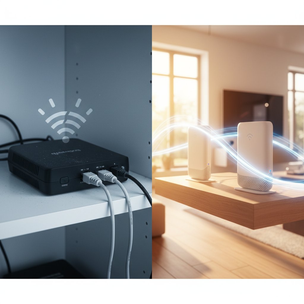 Domot1caTech's tweet card. Seguramente te ha pasado: Contratas el paquete de 200, 300 o incluso 500 Megas de fibra óptica. Te prometen volar por la red. Pero llega la noche, todos en casa se conectan y... empieza la pesadilla....