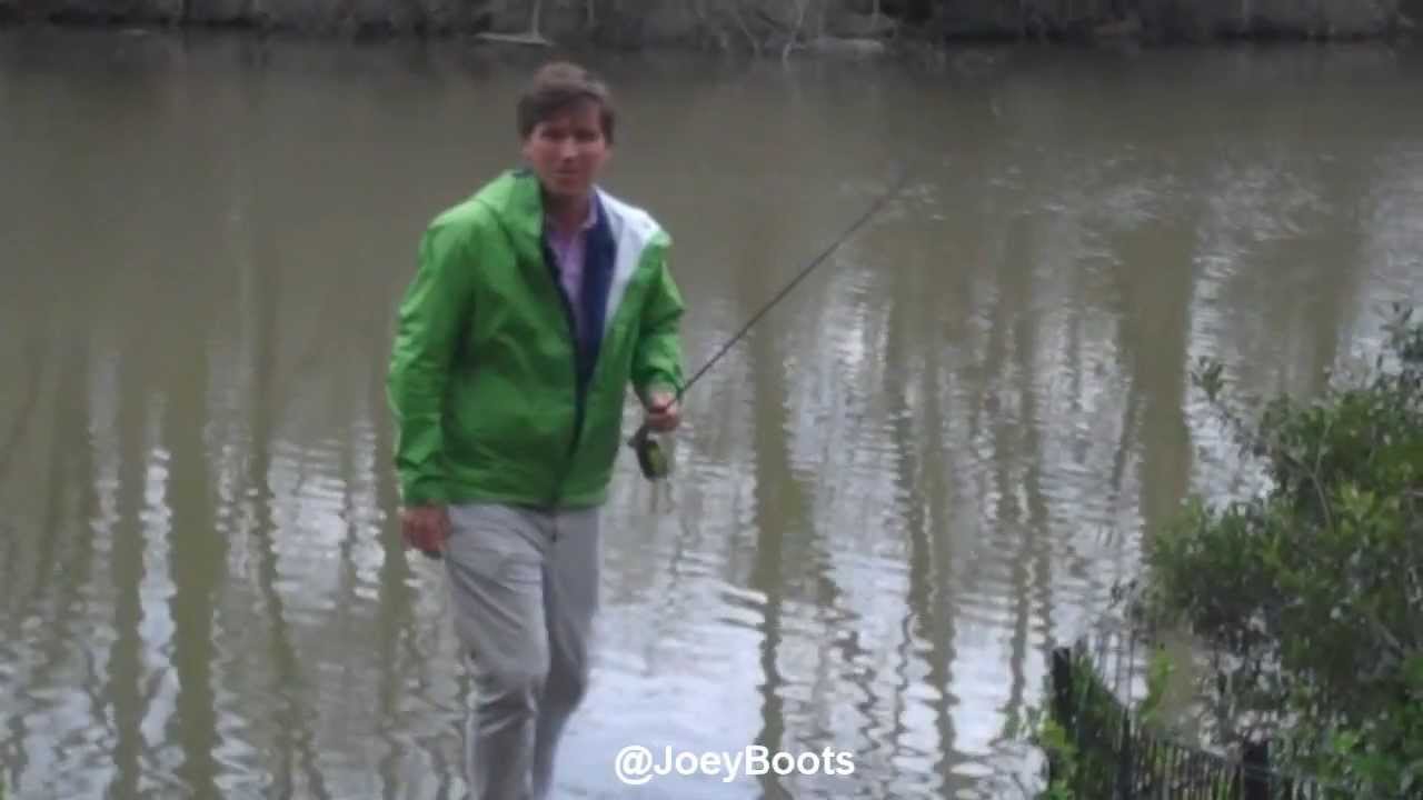 JohnRazor420c's tweet card. Fox and Friends co-host Tucker Carlson Fly-Fishing in Central Park