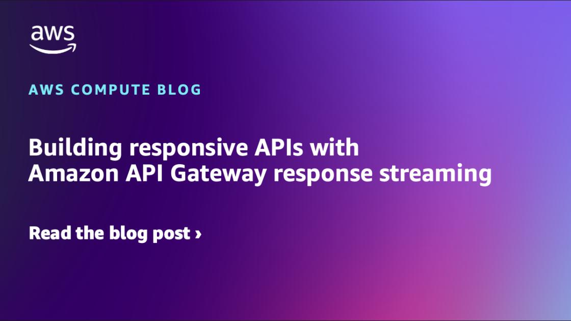 hpark's tweet card. I'm pleased to see that API Gateway has just launched support for response streaming from backend integrations. This enables builders to deploy agentic applications on serverless compute and maintain...