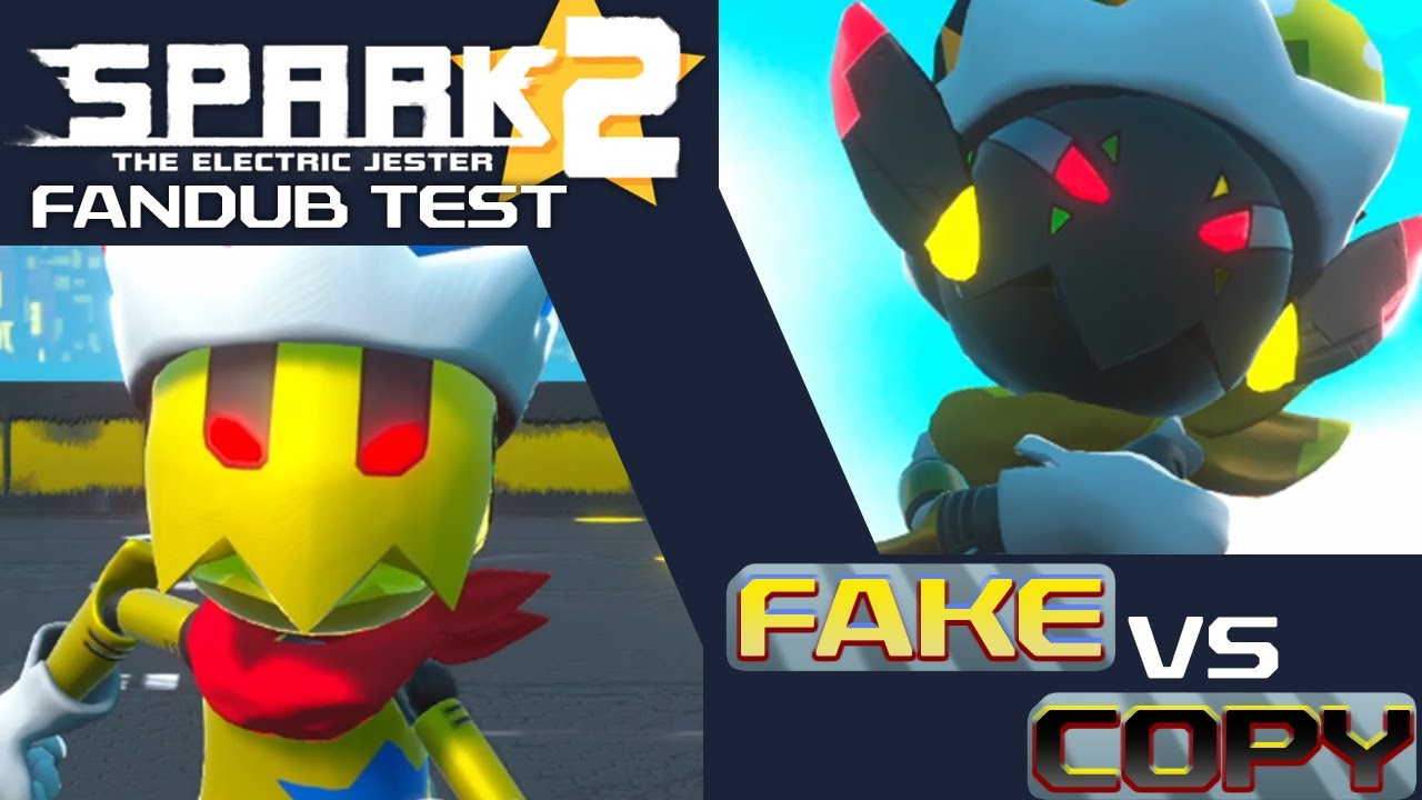 RealSamic8485's tweet card. Spark The Electric Jester 2 Fan Dub Test -- Fake Vs Copy