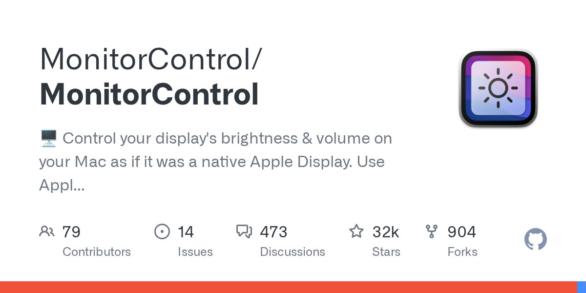 ALTestTw's tweet card. 🖥 Control your display's brightness & volume on your Mac as if it was a native Apple Display. Use Apple Keyboard keys or custom shortcuts. Shows the native macOS OSDs. - MonitorCont...