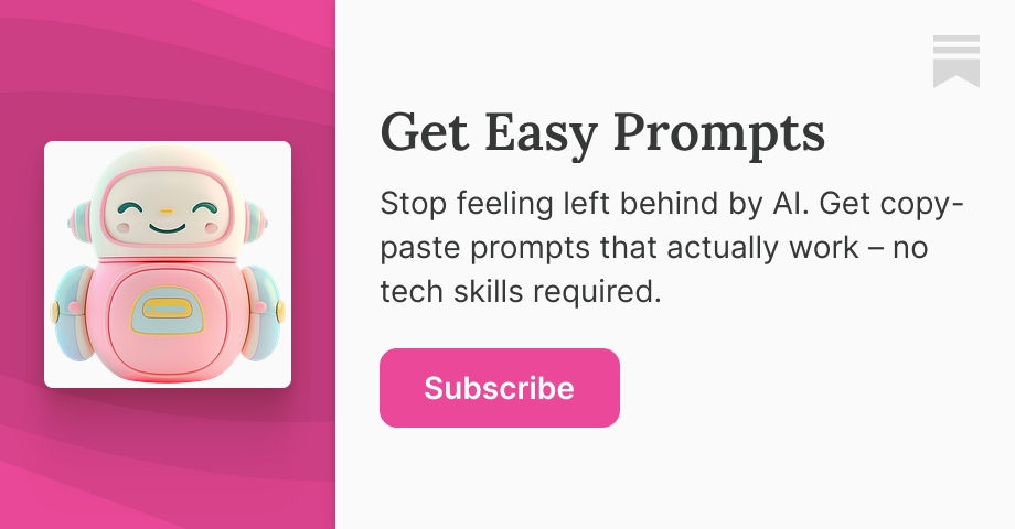 jeremybotter's tweet card. Stop feeling left behind by AI. Get copy-paste prompts that actually work – no tech skills required. Click to read Get Easy Prompts, by Jeremy Botter, a Substack publication.
