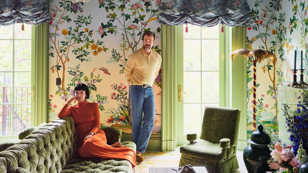 ArchDigest's tweet card. The Stranger Things actor and British singer-actor created a family oasis with AD100 designer Billy Cotton and architect Ben Bischoff of MADE