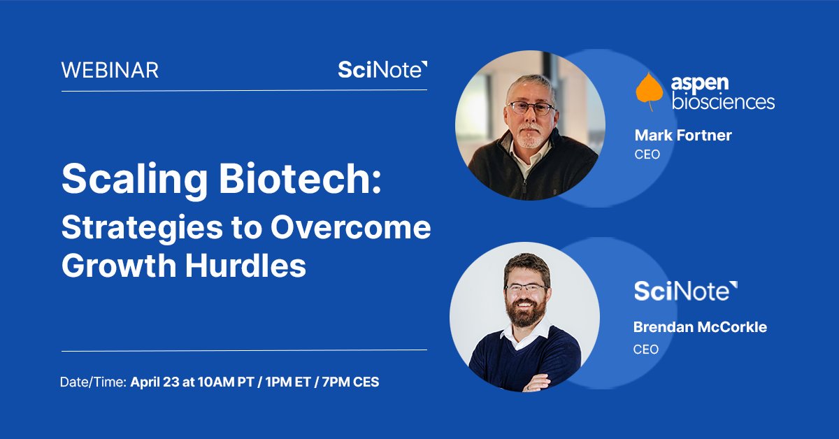 scinoteELN's tweet card. Join this webinar to learn about the common challenges biotech companies face when managing scaling up, strategies to tackle these challenges, and real-world examples of successes.