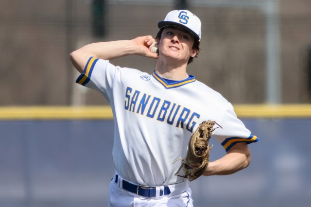SouthtownSports's tweet card. Sandburg’s Drew Drzonek pitches out of tough situations in two scoreless relief innings for 3-2 win over Richards.