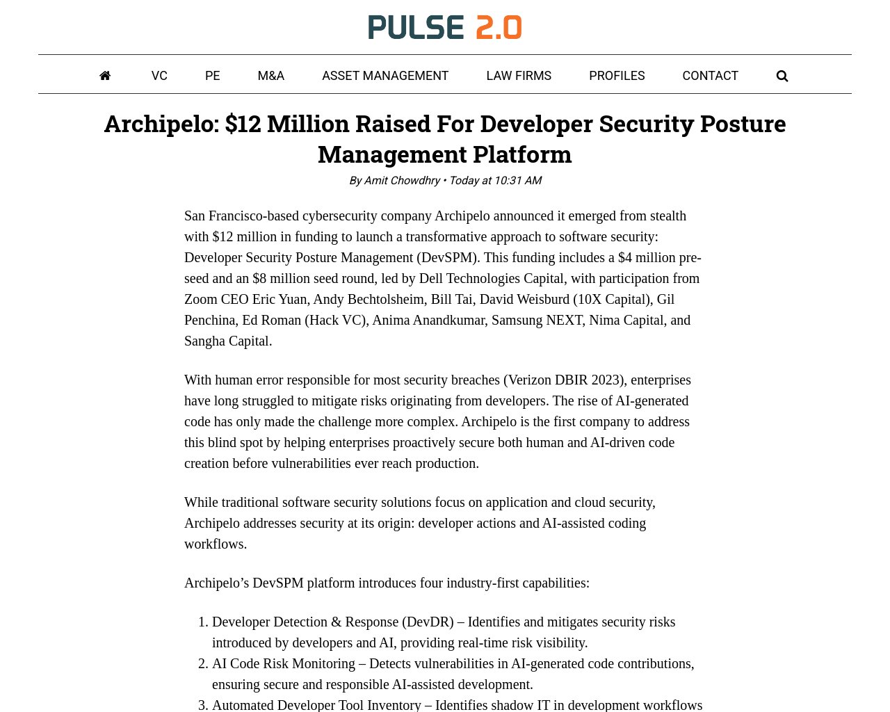 managetech_inc's tweet card. Archipeloは1200万ドルの資金調達を発表し、開発者セキュリティポスチャーマネジメント（DevSPM）