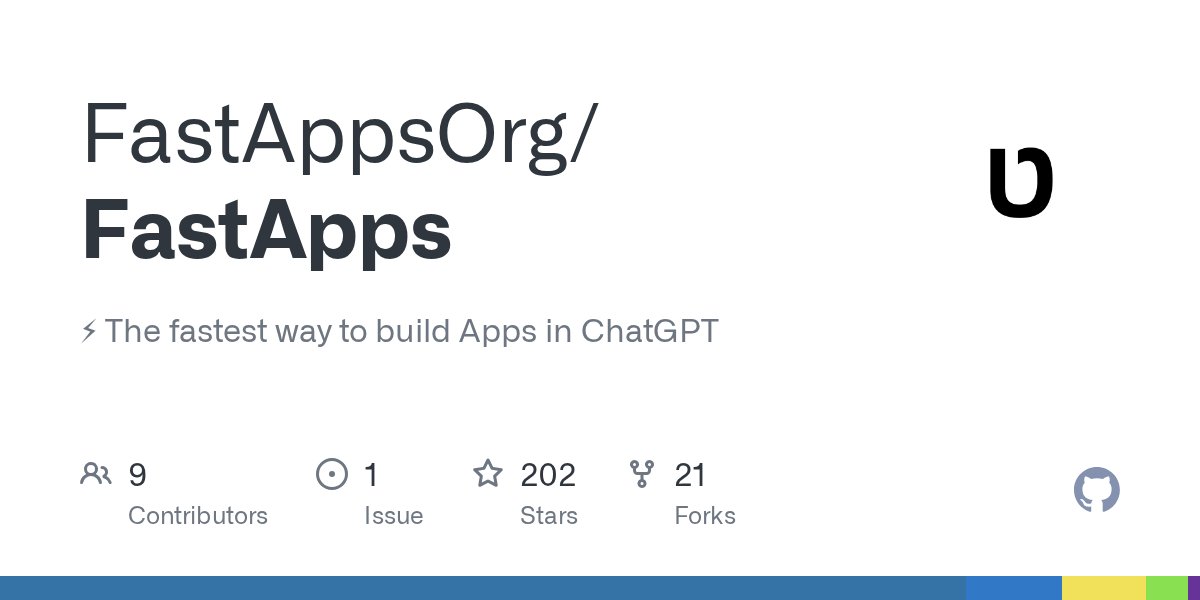 FastAppsOrg's tweet card. ⚡ The fastest way to build Apps in ChatGPT. Contribute to FastAppsOrg/FastApps development by creating an account on GitHub.