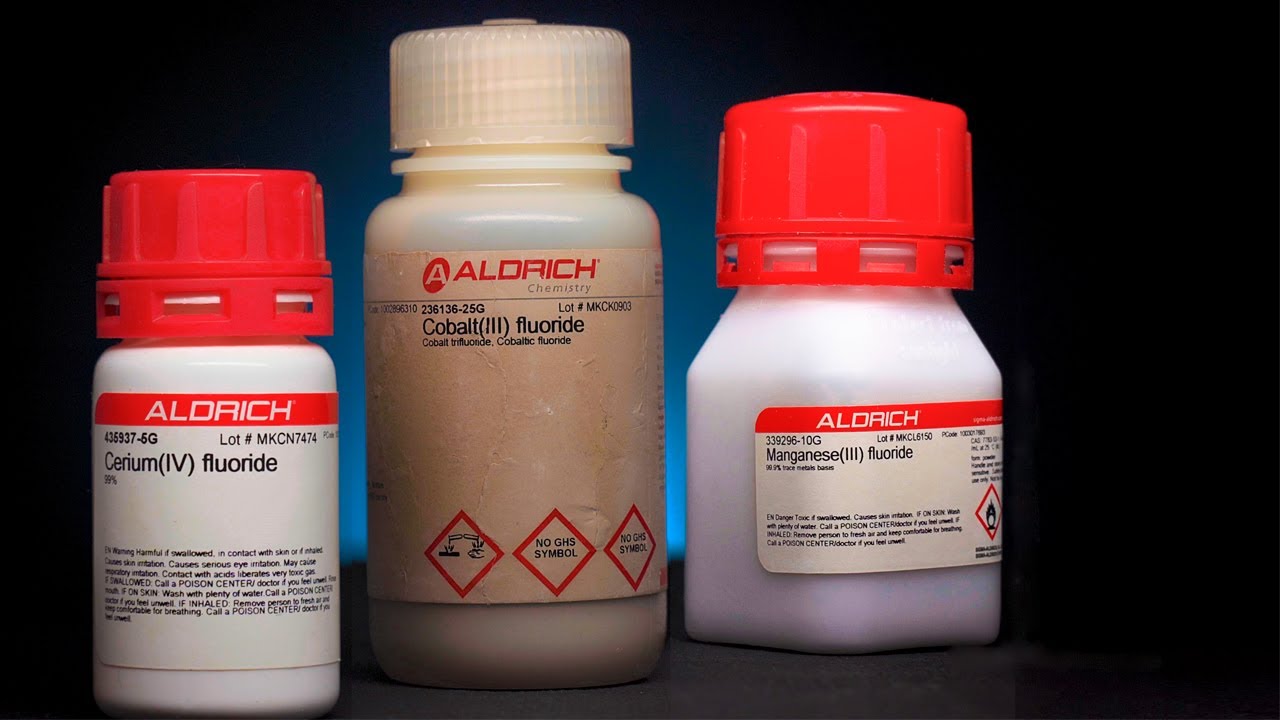 WebSam101's tweet card. FLUORINE from Higher Metal Fluorides: CoF3, MnF3, CeF4