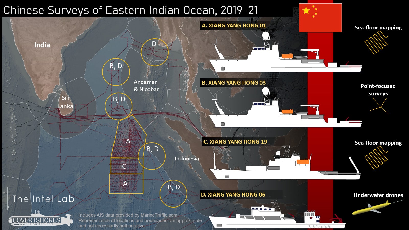 detresfa_'s tweet card. Chinese government ships have been carrying out a massive and systematic survey in the eastern Indian ocean. The area covered is at least 500,000 square km, and is getting larger. Data gathered may...