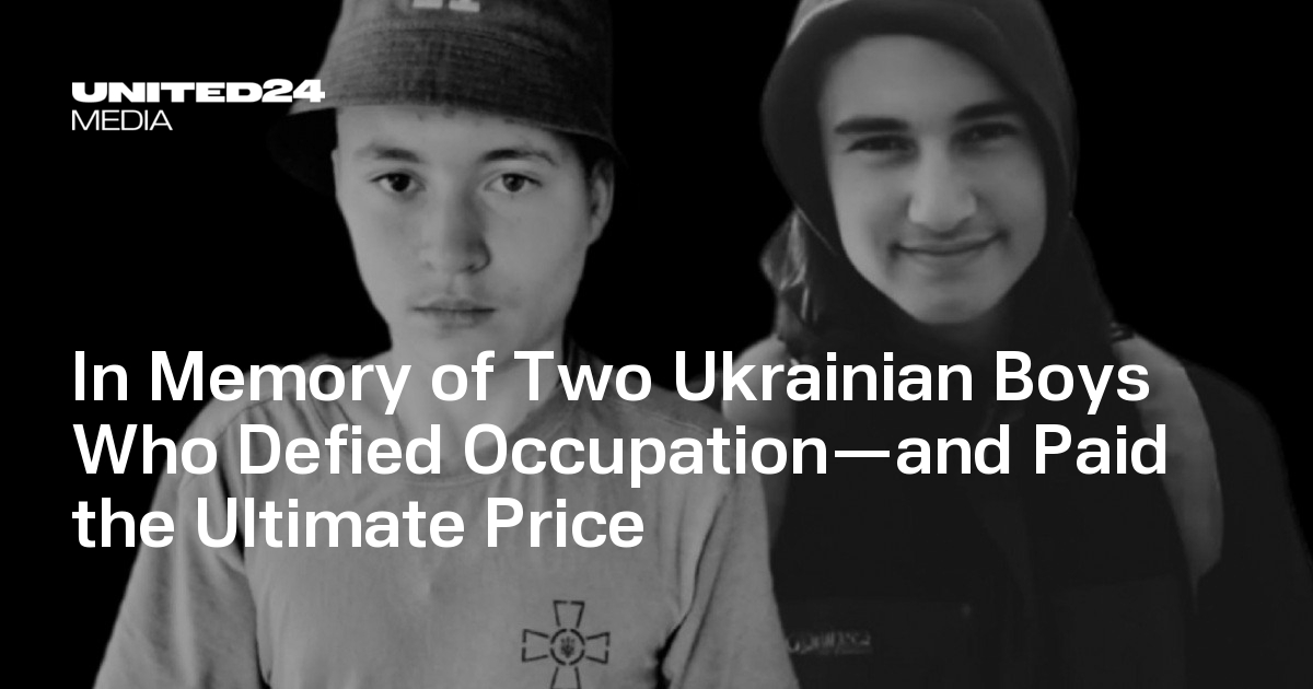 United24media's tweet card. Two teenage boys in Berdyansk took a stand against the Russian occupation, an act that highlights the youth's resilience amid oppression in Ukraine.