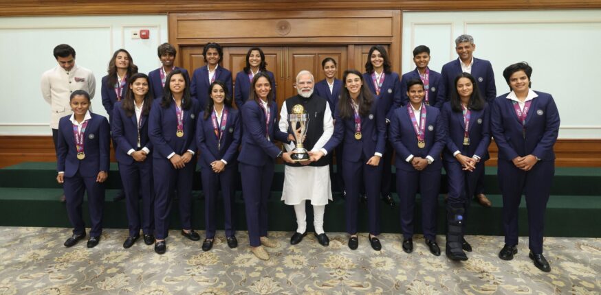 ansumandas202's tweet card. New Delhi: Prime Minister Narendra Modi on Wednesday met the Indian women’s cricket team following their historic ODI World Cup triumph at his official