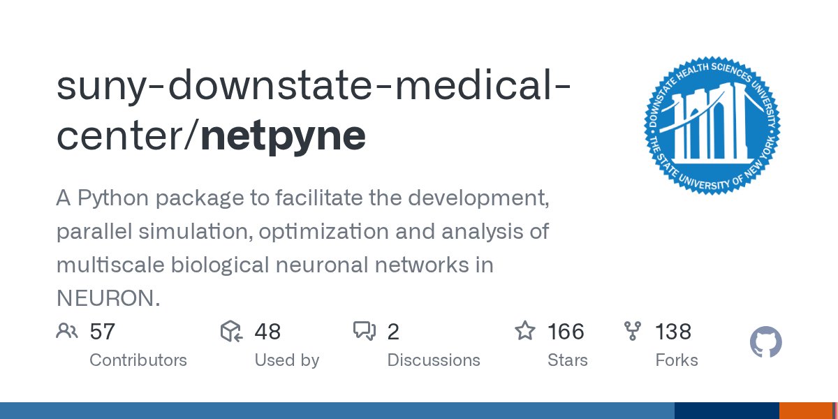 _NetPyNE_'s tweet card. A Python package to facilitate the development, parallel simulation, optimization and analysis of multiscale biological neuronal networks in NEURON. - suny-downstate-medical-center/netpyne
