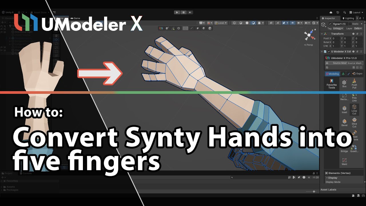 IGHDev's tweet card. Convert Synty Character Hands to Five Fingers