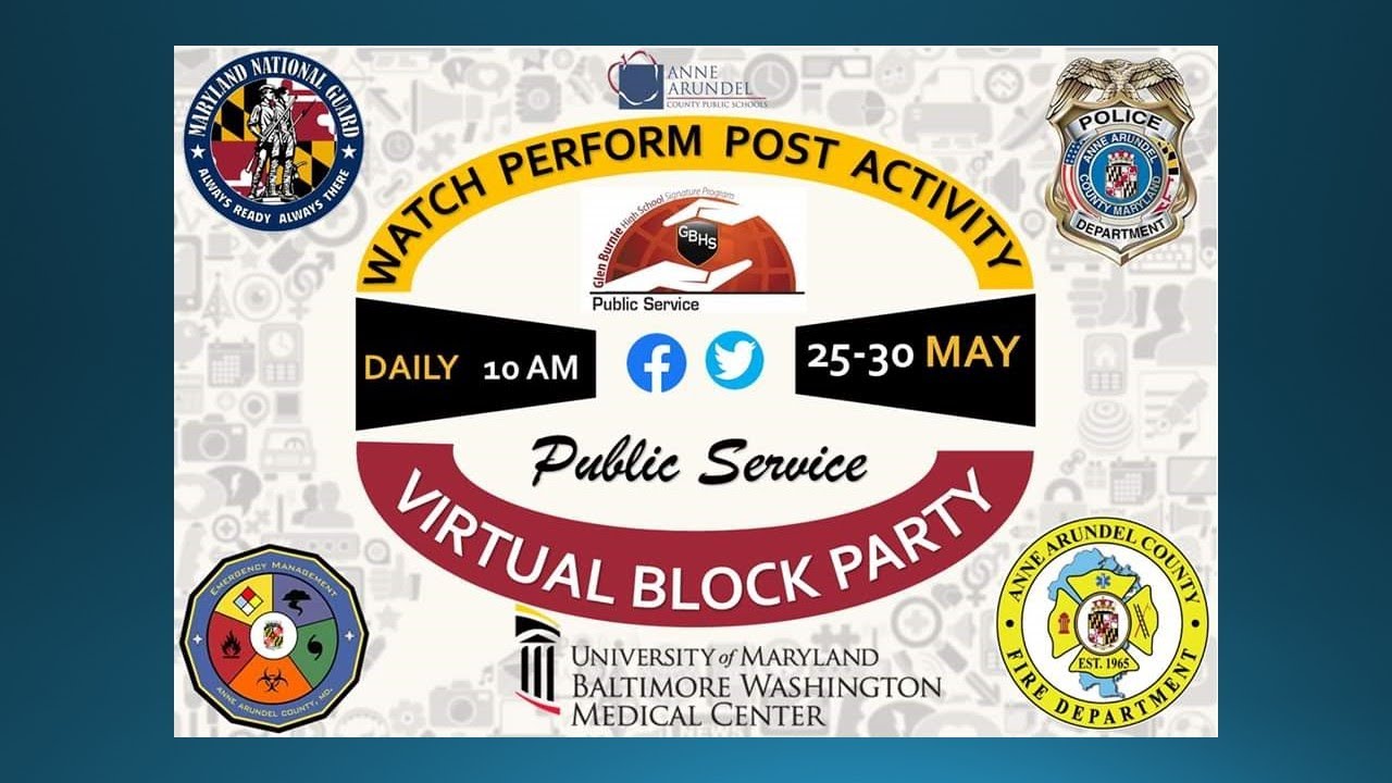 sigeventsGBHS's tweet card. Glen Burnie High School Virtual Block Party