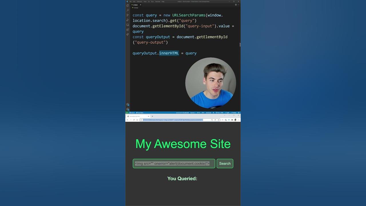 DevSimplified's tweet card. Don't Use innerHTML Unless You Want To Be Hacked