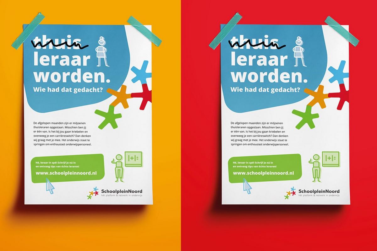 Werkbezoekdag's tweet card. Ook in het noorden kampen ze met het lerarentekort. Een gezamenlijke campagne moet dat veranderen, en speelt daarbij slim in op de coronacrisis.