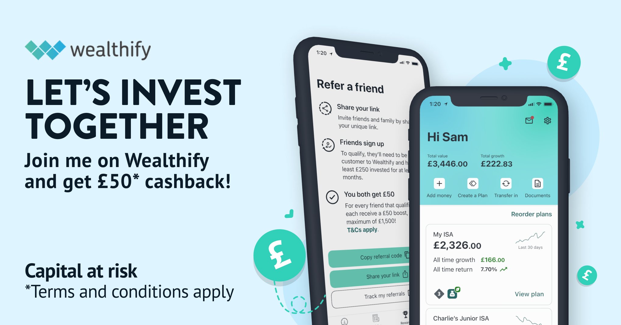 S_Nelson_Design's tweet card. Wealthify - Make your money work as hard as you do.