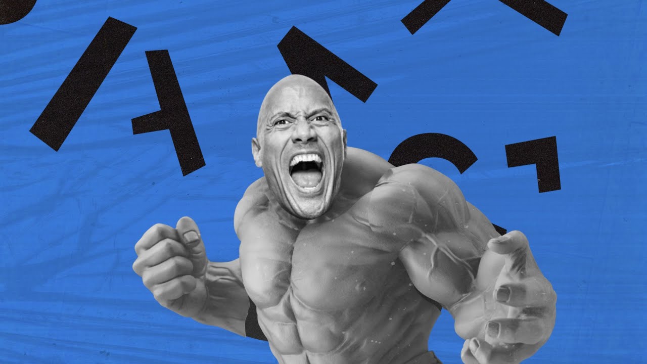 KasraDesign's tweet card. Dwayne Johnson - Back Against The Wall (Collage Animation)