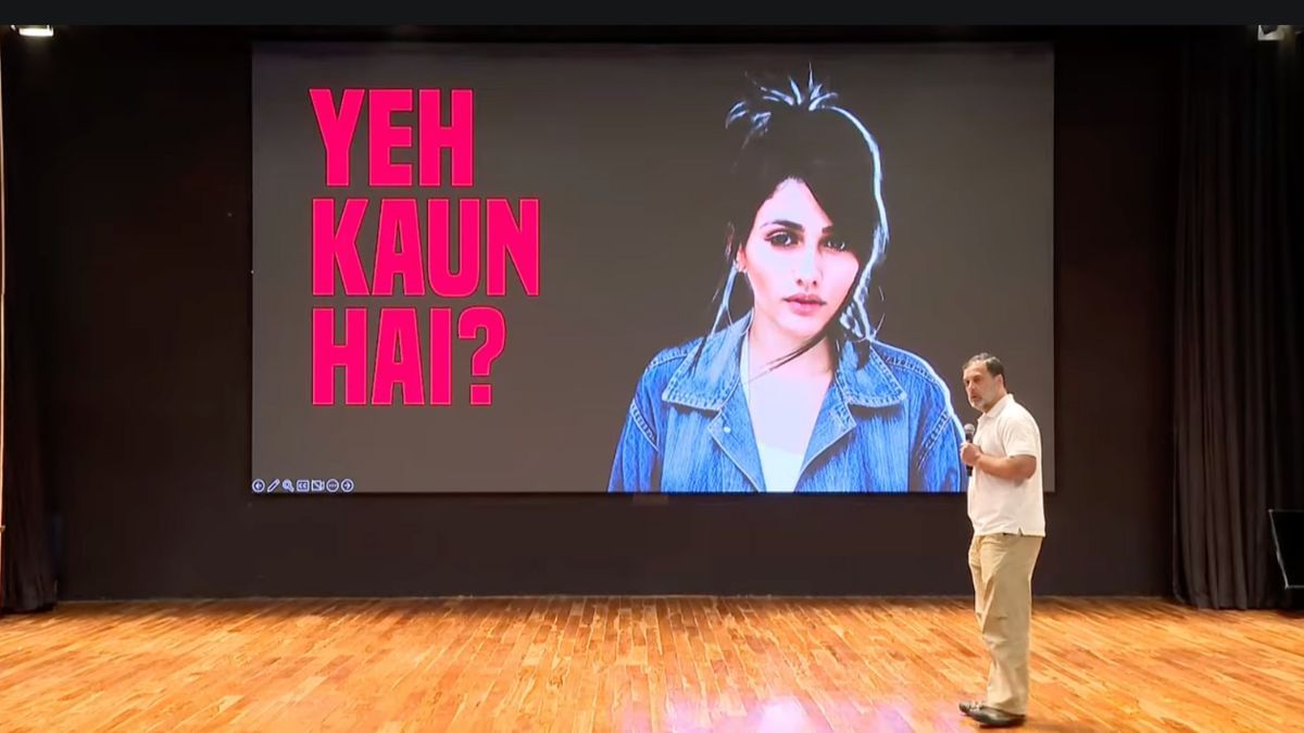 ShekharGupta's tweet card. Larissa Nery, the Brazilian woman whose photo Rahul Gandhi shared during a press conference, said she was shocked to learn that her old photo was used in an Indian election to 'scam voters'.