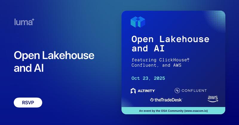 AltinityDB's tweet card. Real-time databases are integrating with data lakes to reduce storage costs and share data with AI and data science. Please join us to hear from a range of…