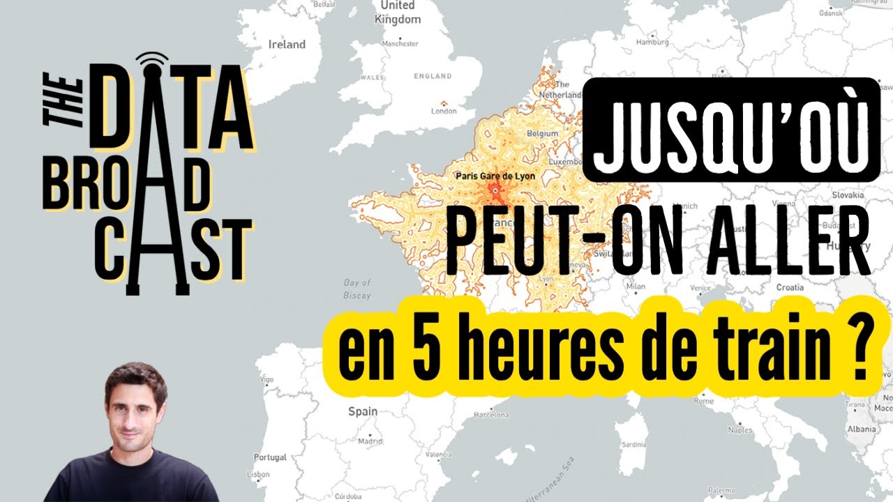 Etienne010101's tweet card. Incroyables Dataviz #1 : Jusqu'où peut-on aller en 5 heures de train ?