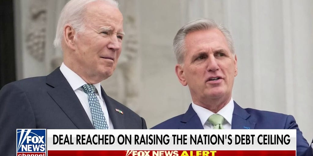 SpeakerMcCarthy's tweet card. The debt ceiling agreement is a step toward creating a smaller government, lower taxes, less regulation, economic growth, prosperity, and more take home pay.