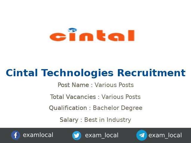exam_local's tweet card. Cintal Technologies Recruitment 2025 - Cintal Technologies Pvt Ltd is recruiting Various candidates for their Senior Full Stack Developer jobs in Chennai,