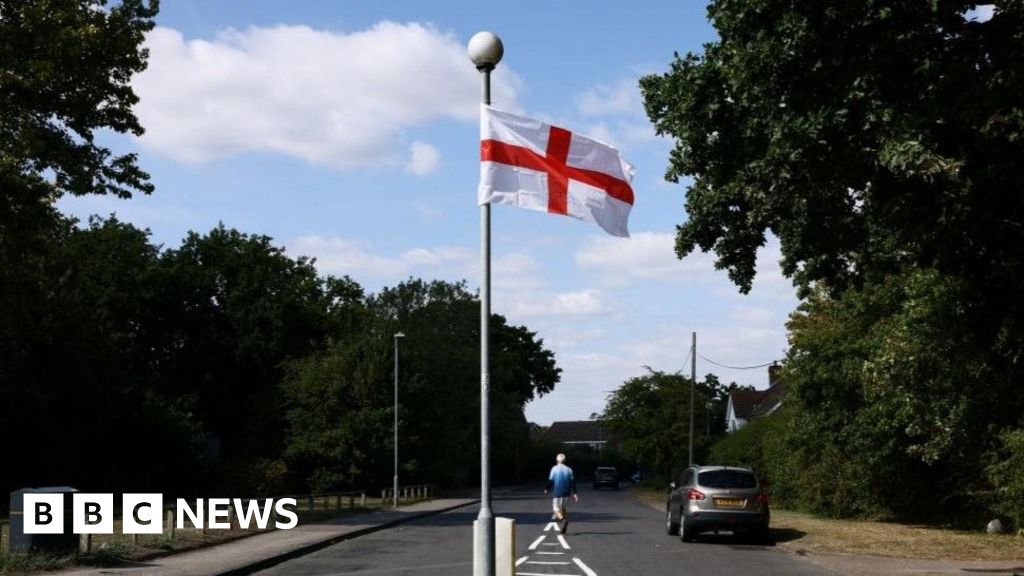 BBCNews's tweet card. With St George's and union jack flags appearing on many lampposts, we visit the epicentre of the phenomenon to find out why.