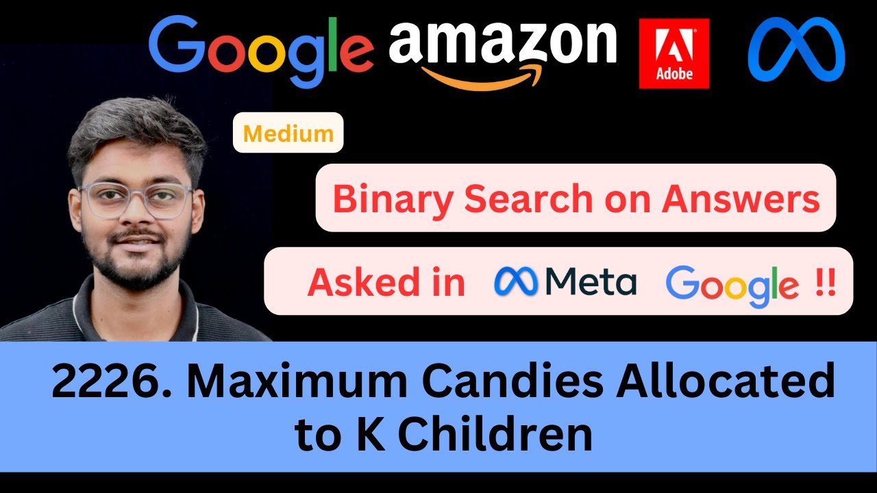 codeharmonyHQ's tweet card. LeetCode 2226 Maximum Candies Allocated to K Children | Binary Search...