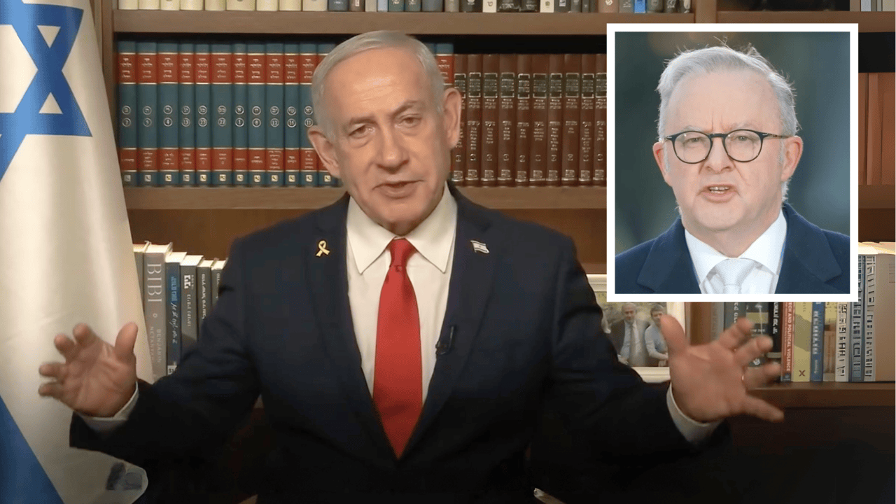 TheShovel's tweet card. Israeli Prime Minister Benjamin Netanyahu has taken time out of his busy schedule overseeing military attacks on starving children, to label his Australian counterpart ‘weak’.