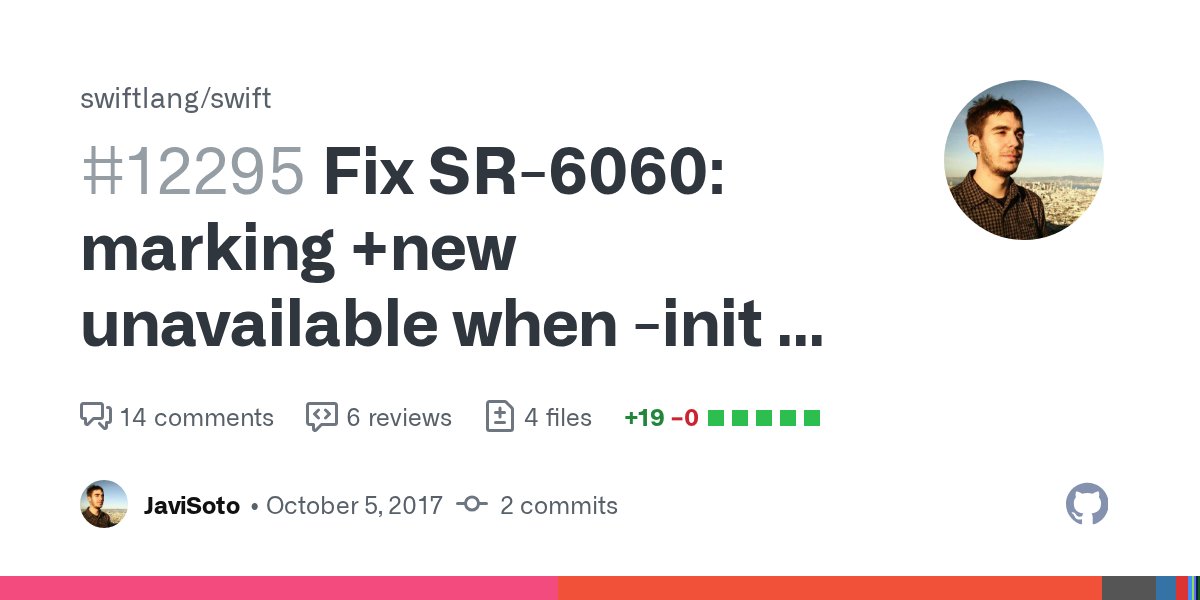 Javi's tweet card. Currently a loop-hole exists by which one could end up invoking an unavailable -init initializer from Obj-C when it is unavailable by using +new (which itself calls -init) Resolves SR-5018.