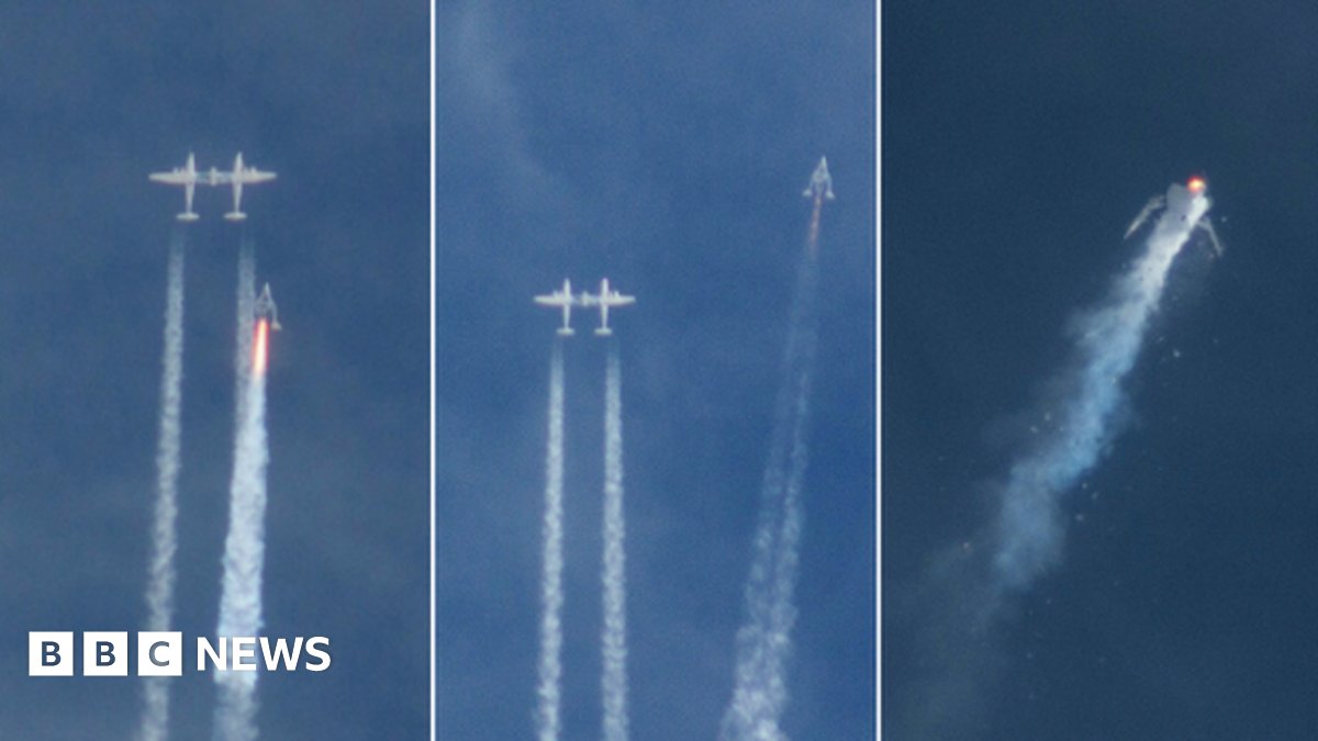 BBCBreaking's tweet card. A pilot is killed and another is injured as Virgin Galactic's SpaceShipTwo space tourism craft crashes in California.